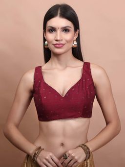 SALWAR STUDIO - Maroon Woven Stitched Blouse