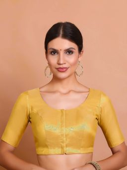 SALWAR STUDIO - Gold Solid Stitched Blouse