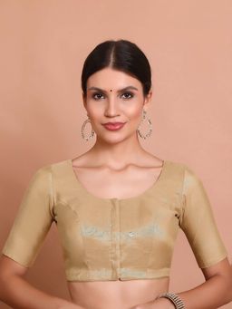 SALWAR STUDIO - Gold Solid Stitched Blouse