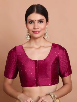 SALWAR STUDIO - Wine Woven Stitched Blouse