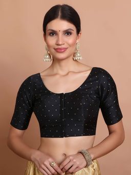 SALWAR STUDIO - Black Woven Stitched Blouse