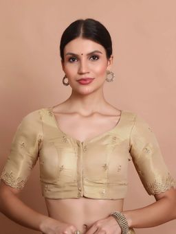SALWAR STUDIO - Gold Embroidered Stitched Blouse