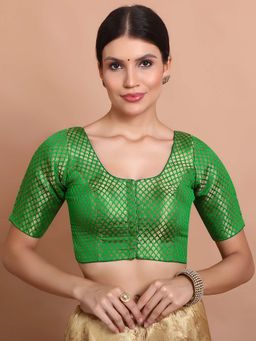 SALWAR STUDIO - Green Woven Stitched Blouse