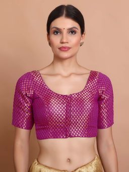 SALWAR STUDIO - Magenta Woven Stitched Blouse