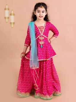 PSPeaches - Girls Magenta Lehenga Choli (Set of 3)