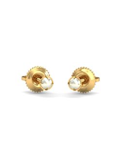 KuberBox - 18K Gold Ashen 3Mm Pearl Earrings for Women-Girls