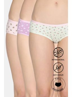 Zivame - Low Rise Full Coverage Floral Hipster Panty (Pack Of 3)