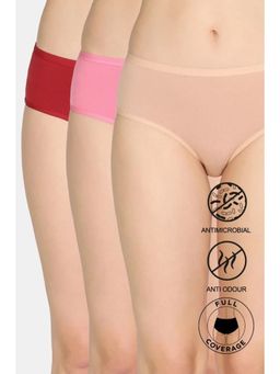 Zivame - Multi-Colour Medium Rise Full Coverage Hipster Panty (Pack Of 3)