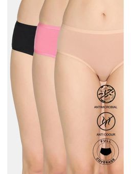 Zivame - Multi-Colour Medium Rise Full Coverage Hipster Panty (Pack Of 3)