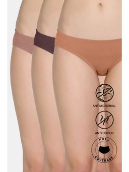 Zivame - Multi-Colour Low Rise Full Coverage Bikini Panty (Pack Of 3)