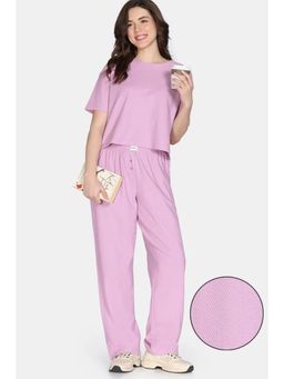 Zivame - Mauve 2 Mile Fashion Knit Cotton Top with Pajama (Set of 2)