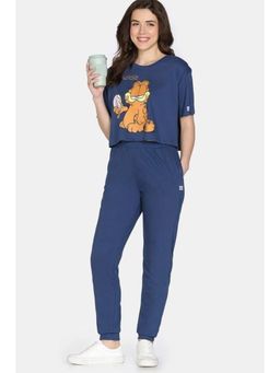 Zivame - Blue 2 Mile Fashion Knit Cotton Top with Pajama (Set of 2)