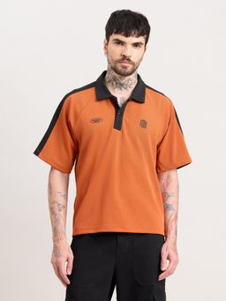 Espanshe - Xomis - Relaxed Fit Printed Polo T-Shirt - Orange