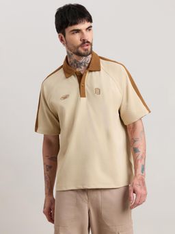 Espanshe - Xomis - Relaxed Fit Printed Polo T-Shirt - Beige