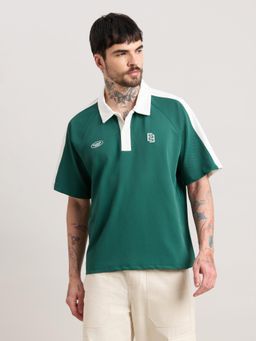 Espanshe - Xomis - Relaxed Fit Colorblock Polo T-Shirt - Green