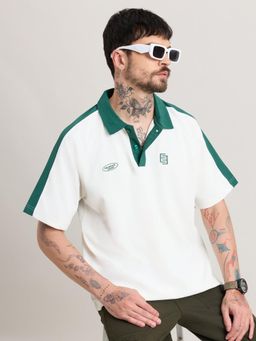 Espanshe - Xomis - Relaxed Fit Printed Polo T-Shirt - White