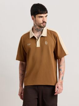 Espanshe - Xomis - Relaxed Fit Colorblock Polo T-Shirt - Brown