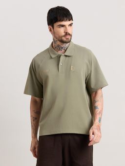 Espanshe - Xomis - Relaxed Fit Printed Polo T-Shirt - Olive
