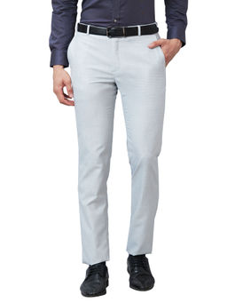 Raymond - Slim Fit Self Design Light Grey Trousers