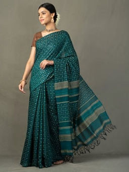 Fabindia - Silk Tussar Checks Sari