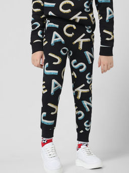 Jack & Jones Junior - Boys Typography Black Joggers