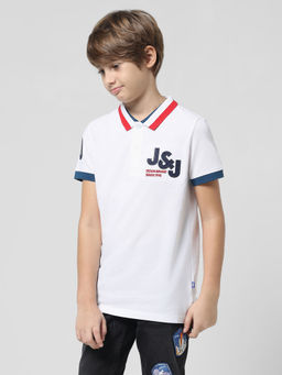 Jack & Jones Junior - Boys Solid White Polo T-Shirt