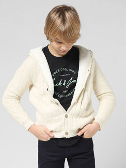 Jack & Jones Junior - Boys Self Design Beige Sweater