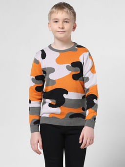 Jack & Jones Junior - Boys Camouflage Orange Sweater