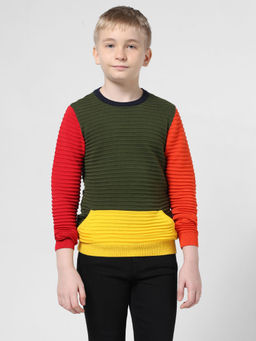 Jack & Jones Junior - Boys Colourblocked Green Sweater