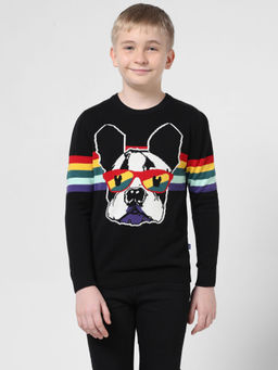 Jack & Jones Junior - Boys Self Design Black Sweater