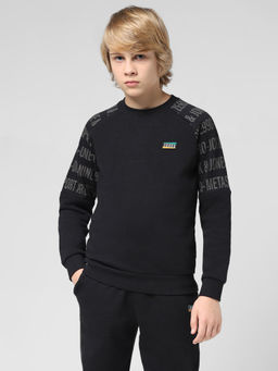 Jack & Jones Junior - Boys Typography Black Sweatshirt