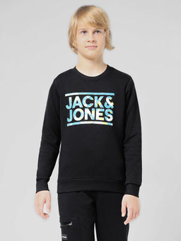 Jack & Jones Junior - Boys Typography Black Sweatshirt