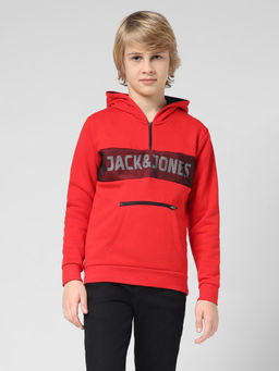 Jack & Jones Junior - Boys Typography Red Sweatshirt