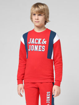 Jack & Jones Junior - Boys Typography Red Sweatshirt