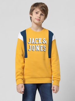 Jack & Jones Junior - Boys Typography Yellow Sweatshirt