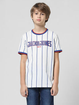 Jack & Jones Junior - Boys Striped White T-Shirt