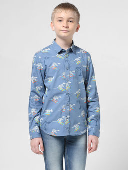 Jack & Jones Junior - Boys Abstract Print Blue Shirt