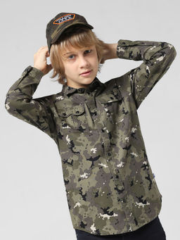 Jack & Jones Junior - Boys Camouflage Green Shirt