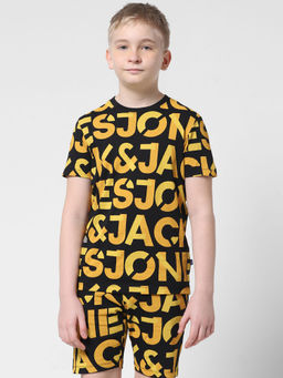 Jack & Jones Junior - Boys Typography Black T-Shirt