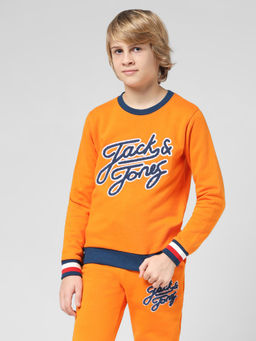 Jack & Jones Junior - Boys Self Design Orange Sweatshirt