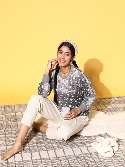 Sweet Dreams - Women Polka Sweat shirt Grey