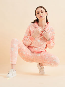 Sweet Dreams - Women Printed Tracksuit Peach