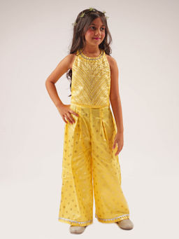 Lil Drama - Mehfil Yellow Co-Ord For Girls (Set of 2)