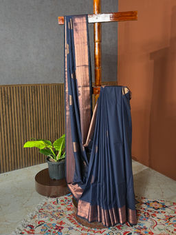 Ushvii - Varnika Blue Soft Semi Silk Saree with Unstitched Blouse