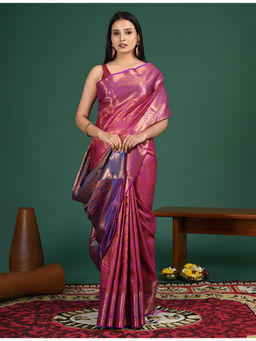 Ushvii - Aabha Purple Art Silk Pattu Saree With Unstitched Blouse