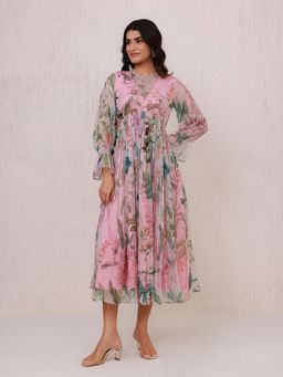 AROOP SHOP INDIA - Pink Posie Midi Dress