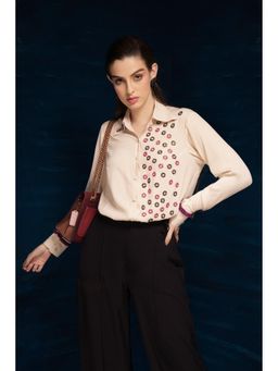 THE SILK LOVE - Off White Charming Moon Satin Crepe Shirt In Off-White