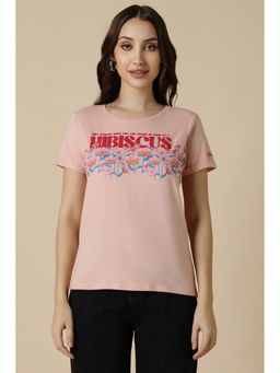 Allen Solly - Women Peach Print Casual T-Shirt
