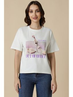 Allen Solly - Women White Print Casual T-Shirt