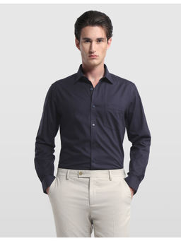 Arrow - Men Navy Blue Solid/Plain Cotton Formal Shirt